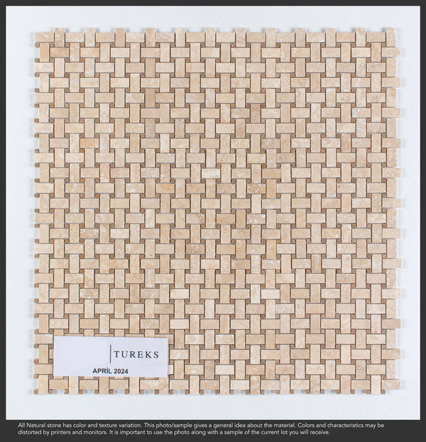 Ivory Patika Doldurma Basket Weave 25×50 mm Mermer Mozaik