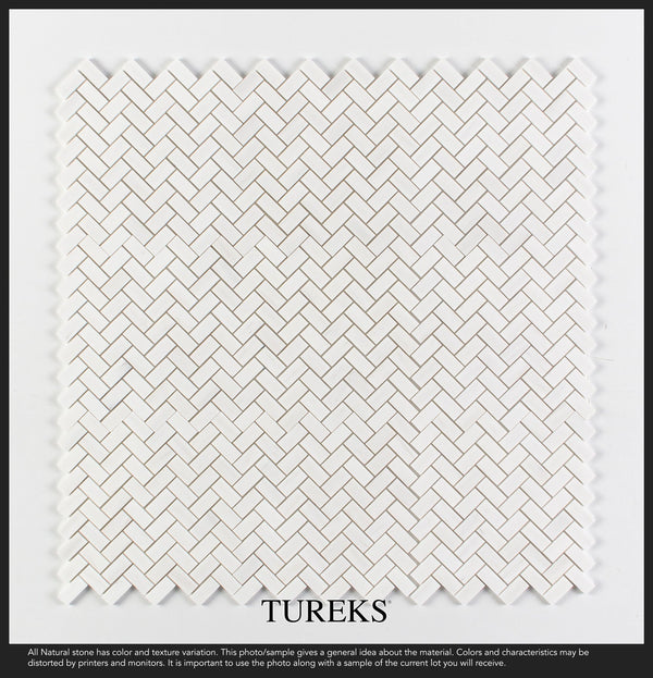 Snow White Honlu Herringbone 25x50mm Mozaik
