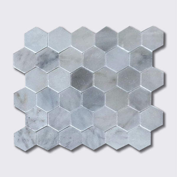 Carrara Standart Pahlı Parlak Altıgen Mermer Karosu 50 MM