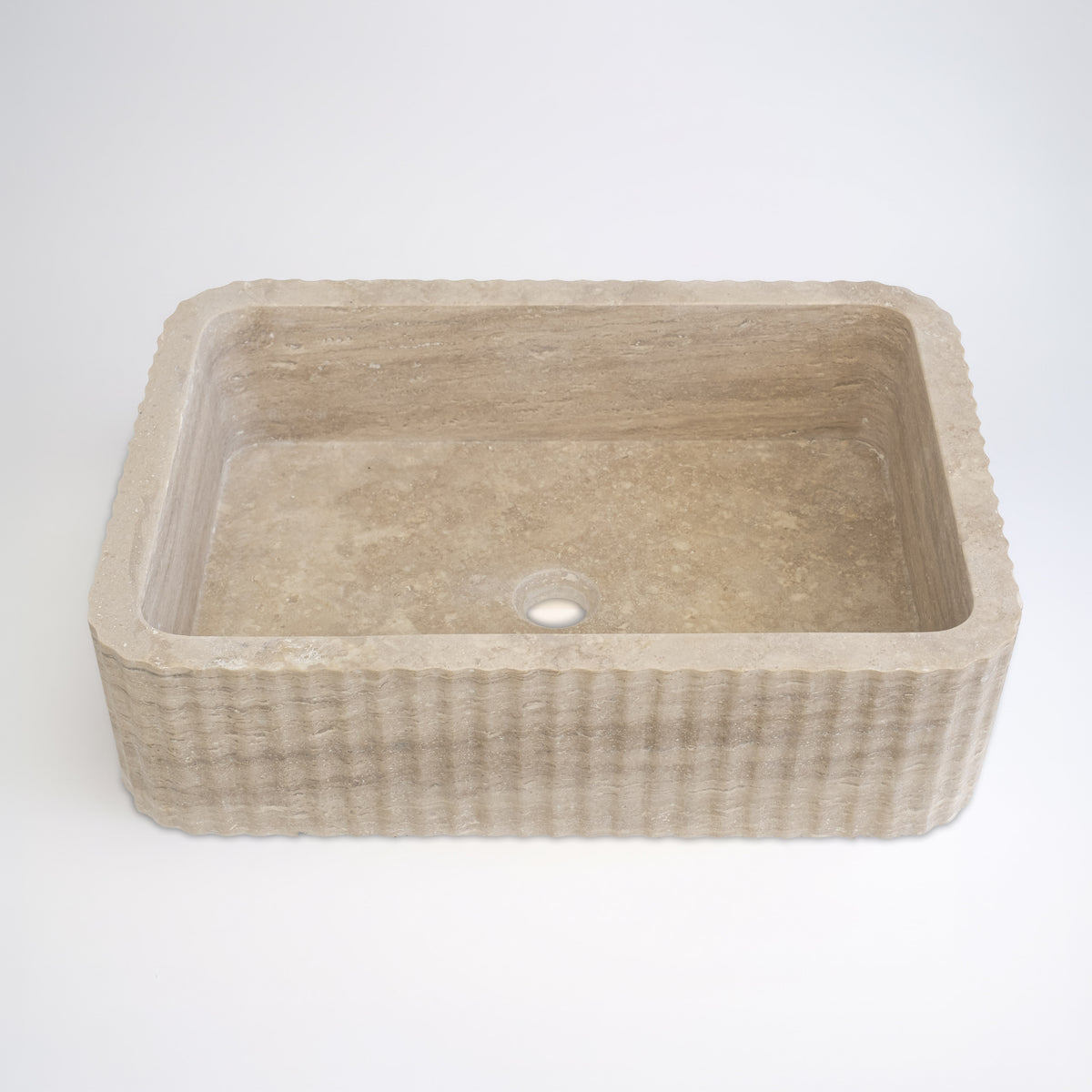 Avorio Cilalı Dolgulu Traverten Lucca Lavabo 40×55×15 cm - Görsel 2