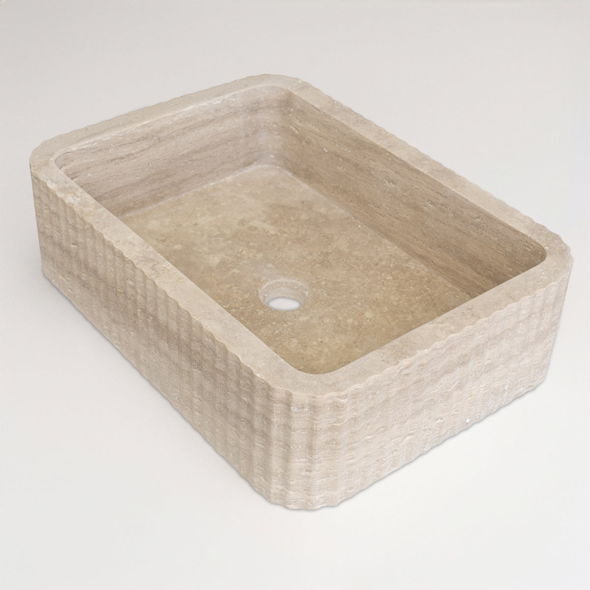 Avorio Cilalı Dolgulu Traverten Lucca Lavabo 40×55×15 cm - Görsel 3