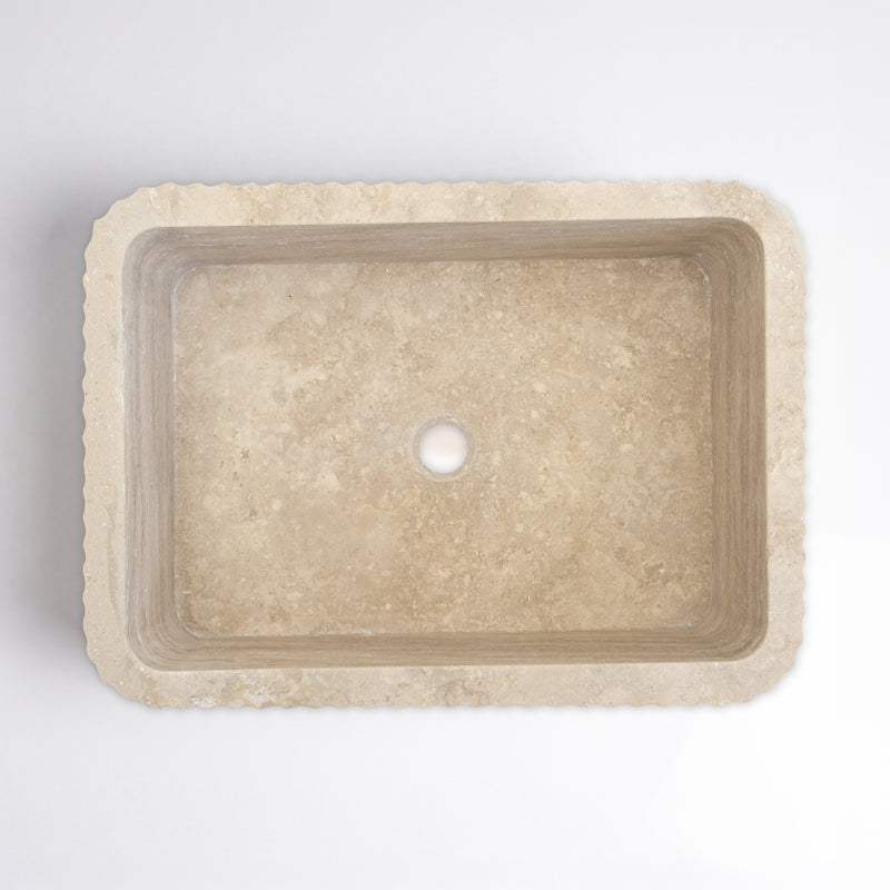 Avorio Cilalı Dolgulu Traverten Lucca Lavabo 40×55×15 cm - Görsel 4