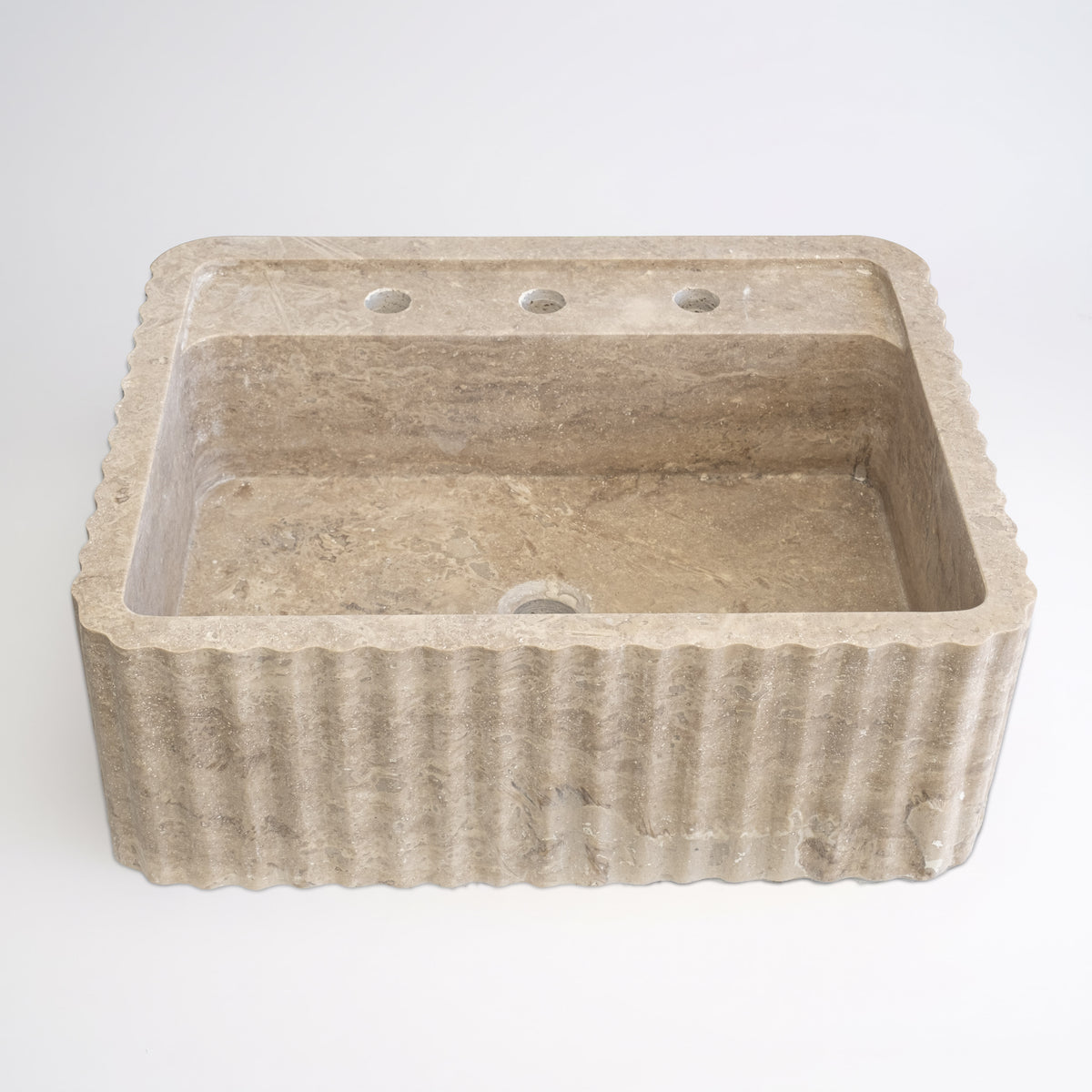 Avorio Cilalı Dolgulu Traverten Siena Lavabo 45×55×20 cm - Görsel 2