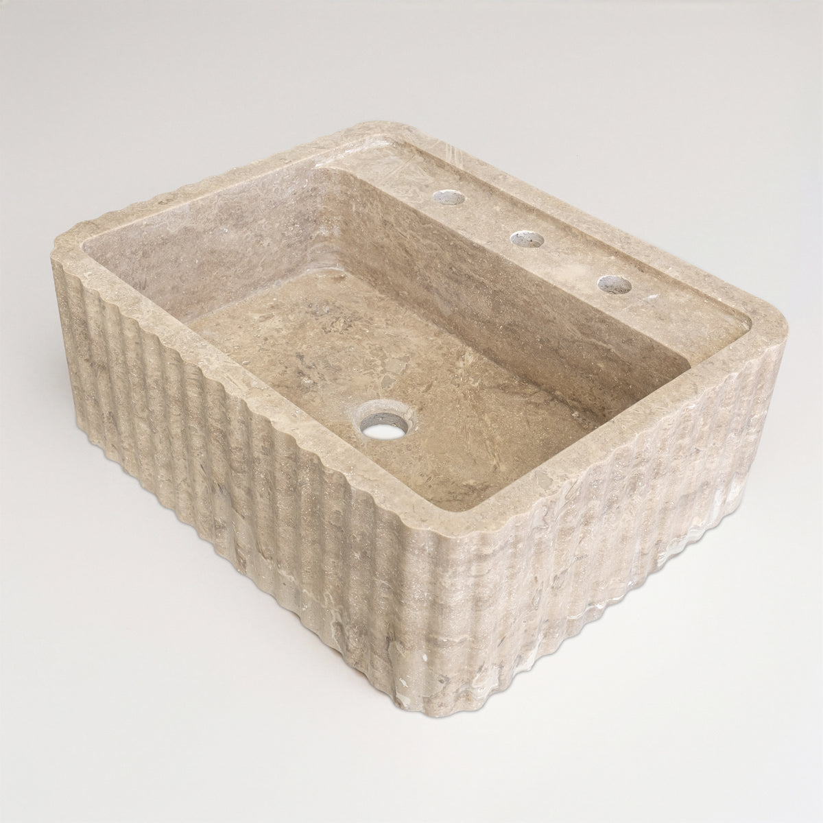 Avorio Cilalı Dolgulu Traverten Siena Lavabo 45×55×20 cm - Görsel 3