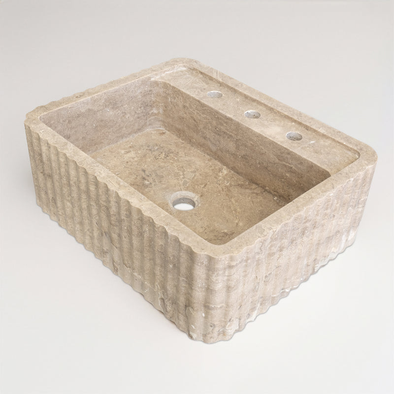 Avorio Cilalı Dolgulu Traverten Siena Lavabo 45×55×20 cm - Görsel 3
