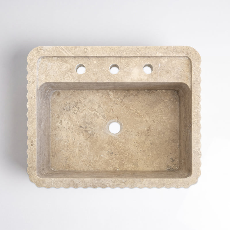 Avorio Cilalı Dolgulu Traverten Siena Lavabo 45×55×20 cm - Görsel 4