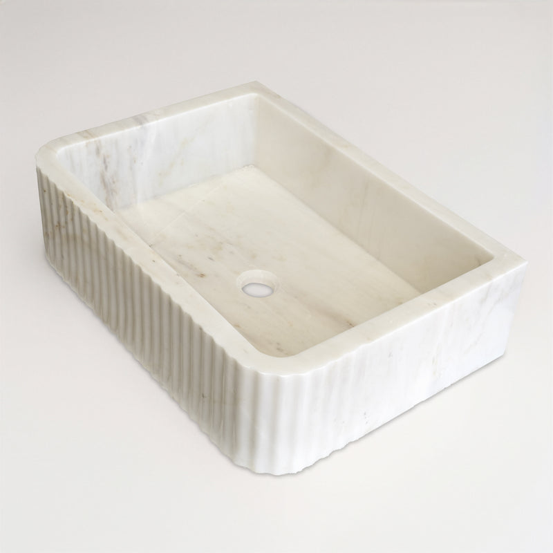 Calacatta Ambra Cilalı Mermer Como Lavabo 40×55×15 cm - Görsel 3