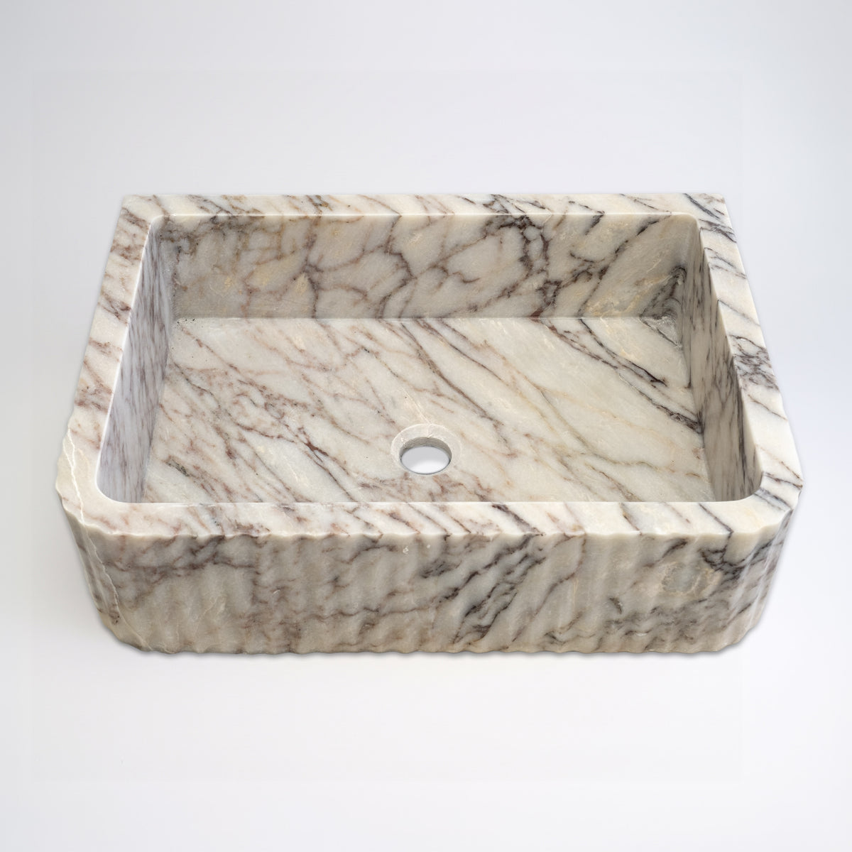 Calacatta Picasso Cilalı Mermer Como Lavabo 40×55×15 cm - Görsel 2