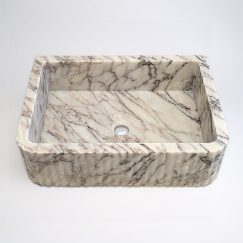 Calacatta Picasso Cilalı Mermer Como Lavabo 40×55×15 cm - Görsel 2