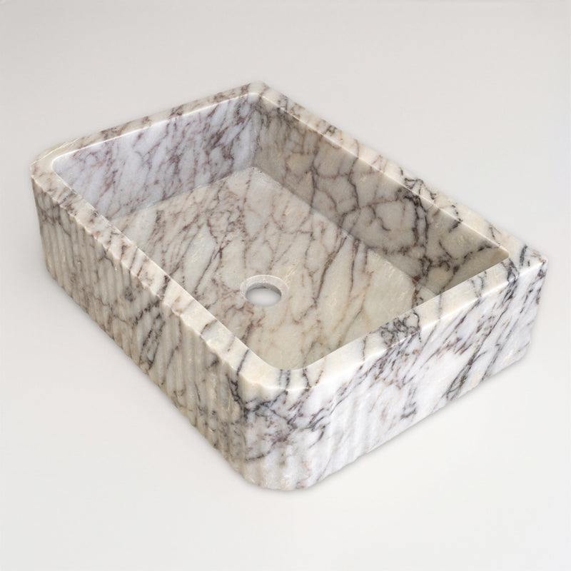 Calacatta Picasso Cilalı Mermer Como Lavabo 40×55×15 cm - Görsel 3
