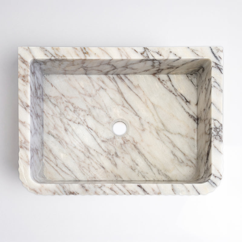 Calacatta Picasso Cilalı Mermer Como Lavabo 40×55×15 cm - Görsel 4