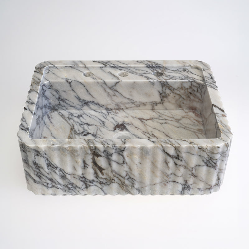 Calacatta Picasso Cilalı Mermer Siena Lavabo 45×55×20 cm - Görsel 2