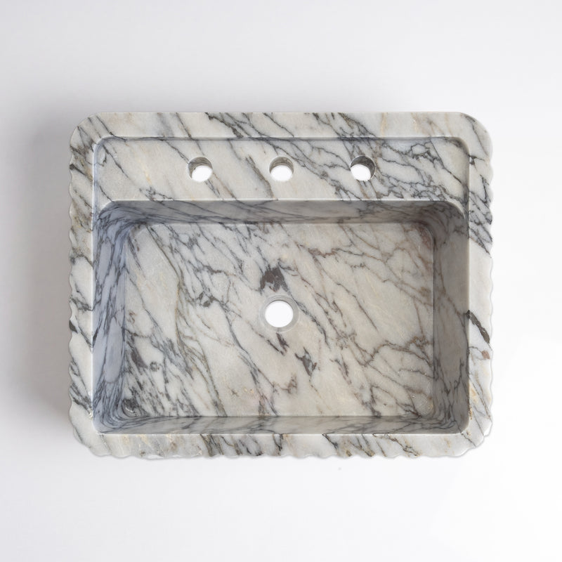 Calacatta Picasso Cilalı Mermer Siena Lavabo 45×55×20 cm - Görsel 4
