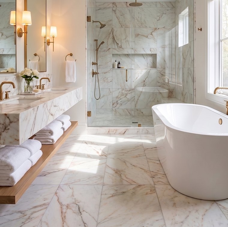 grid calacatta amber banyo