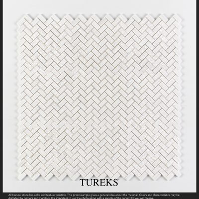 Snow White Honlu Herringbone 25x50mm Mozaik
