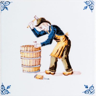 15x15 Barrel Trades Poly On White Glazed Ceramic Tile